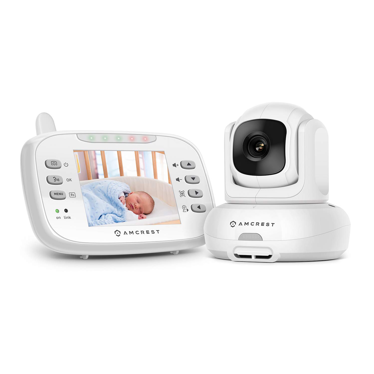 Amcrest AC-2 Video Baby Monitor with Camera and Audio, 3&rdquo; LCD Display, Two-Way Audio, Temperature and Voice/Audio Alarm, VOX Mode, Pan/Tilt/Zoom Security Camera, Night Vision, 980ft Transmission Range