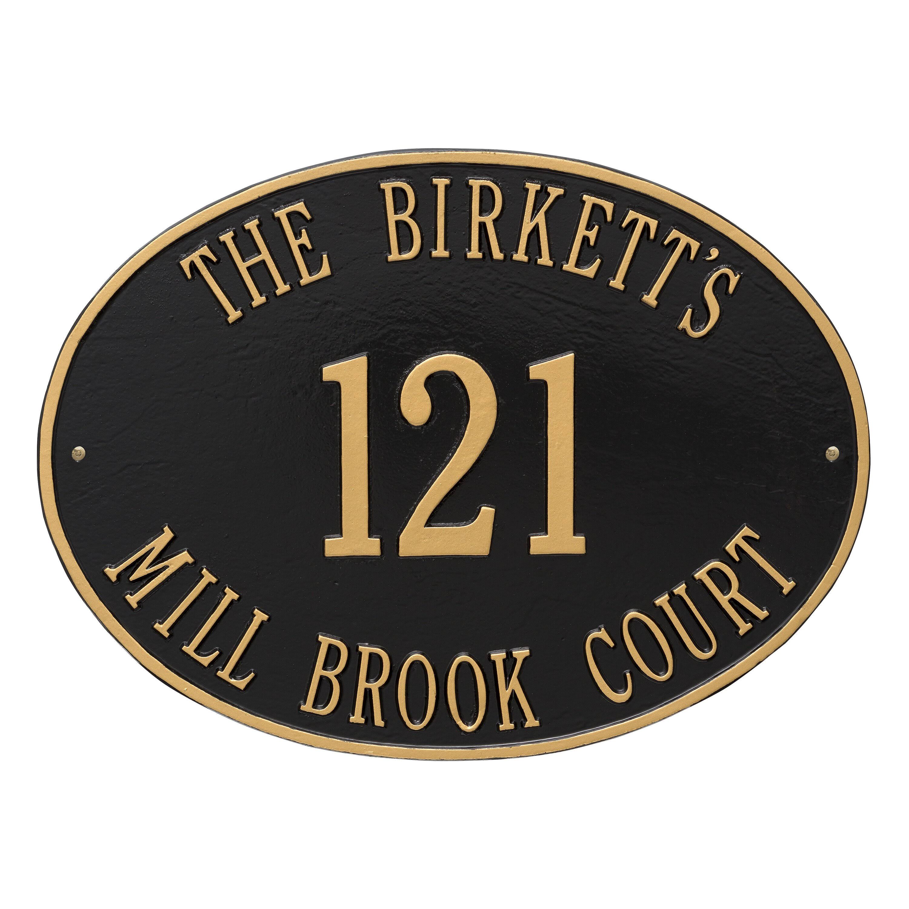 Whitehall Products Hawthorne Oval Estate Wall Three Line Black/White