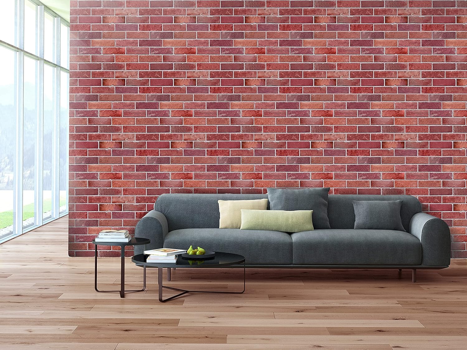 Retro-Art 3D Wall Panels, Pack of 10, Faux Brick in Red, PVC, 17.5