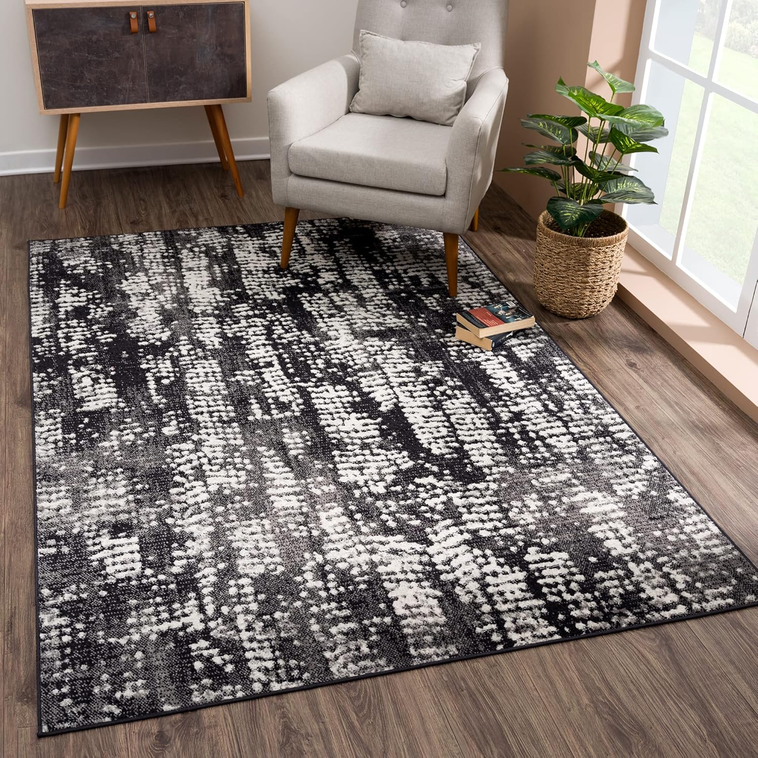 Modern Ivory Multicolor Area Rug - Contemporary Abstract 3x5 Rug for Living Room, Bedroom and Kitchen by Bloom Rugs