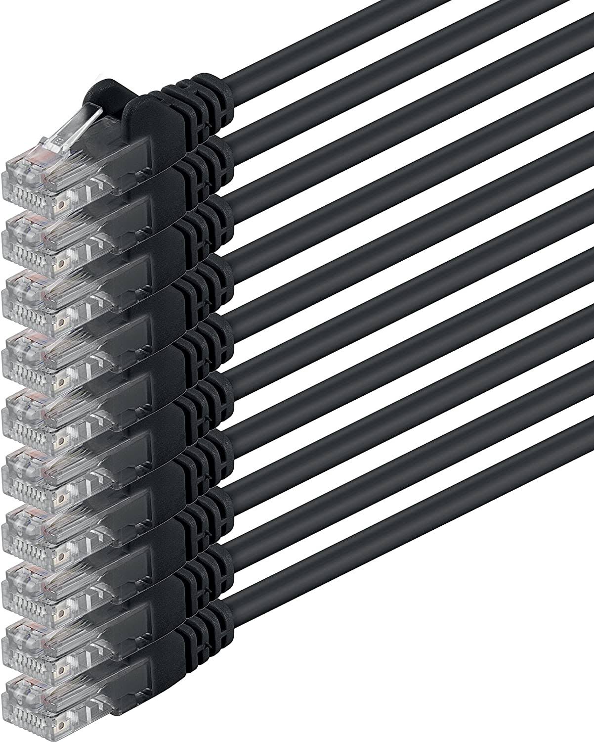 1aTTack - 0,25m - Black - 10 Pieces - Ethernet Gigabit LAN Network Cable (RJ45) 1000Mbit/s Patch Cable UTP Compatible with Cat.5