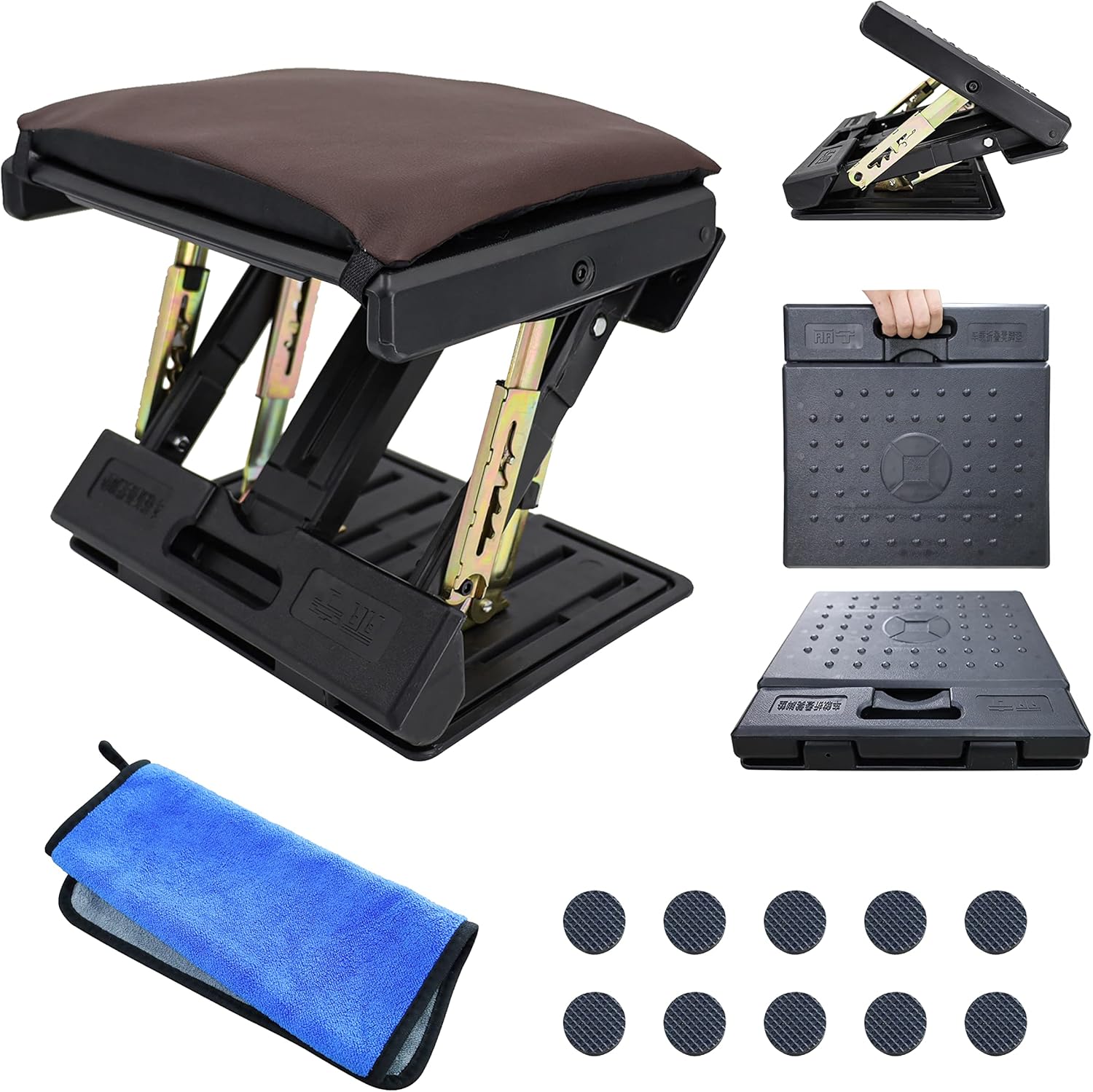 Adjustable Office Footrest with 4 Height Levels, Under-Desk Foot Rest with Massage Surface, Maximum Load 120 Pounds (Gray) Pack of 2