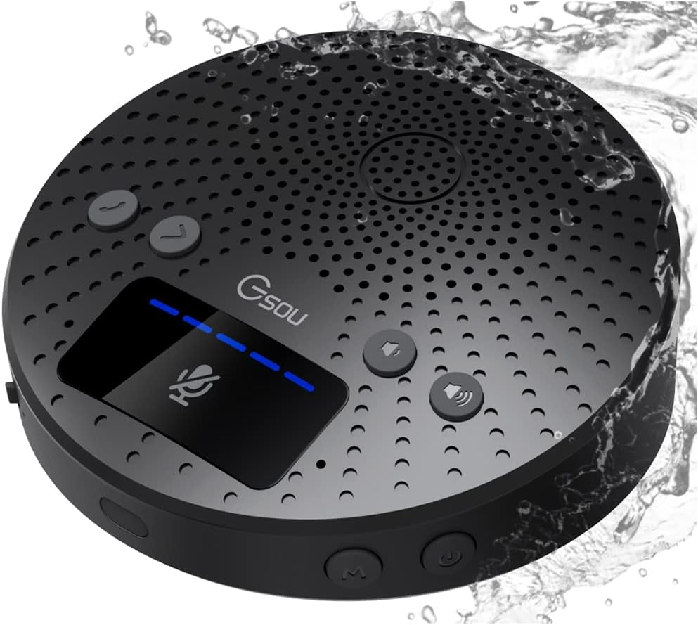 Bluetooth Conference Speaker with Microphone,Portable USB Full Duplex Bluetooth 5.3 IPX5 Waterproof Speaker with Noise Reduction Speakerphone for Streaming, Interview,Zoom Meeting Pack of 2