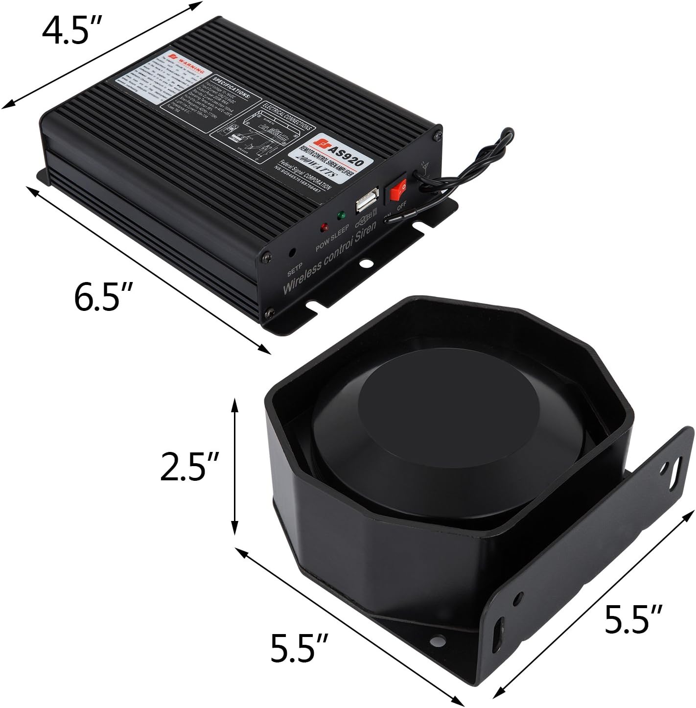 Mophorn 200W 18 Sound Loud Car and Truck Warning Alarm Police Siren Horn 18 Tones Fire Ambulance Emergency Electronic Siren Horn Kit PA MIC System Pack of 2