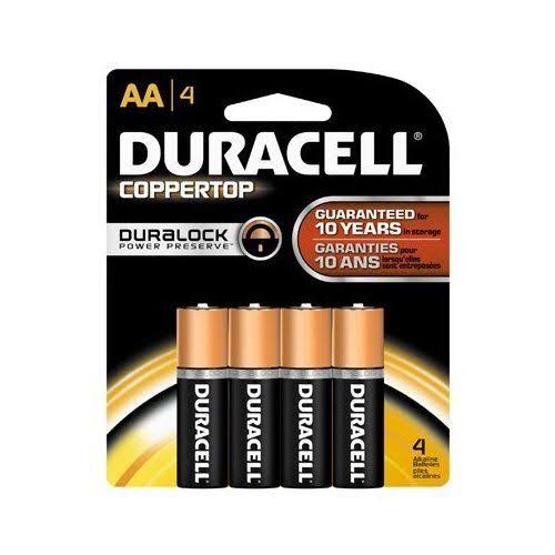 Duracell MN1500B4Z Battery, Alkaline, AA, Pk 4
