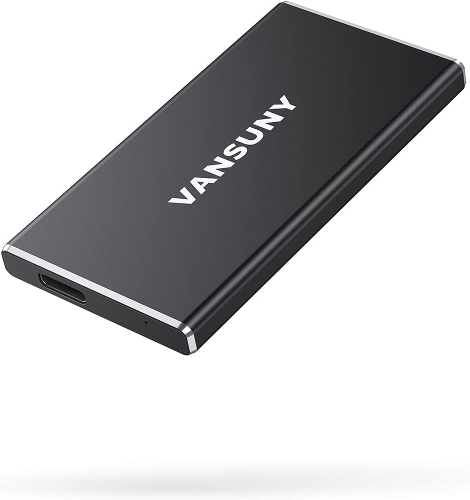 VANSUNY 500GB Portable External SSD, USB 3.1 540MB/s High-Speed Data Transfer, Metal Type-C Mini Portable External Solid State Drive for PC, Laptop, Phones and More (500GB, Black) Pack of 2