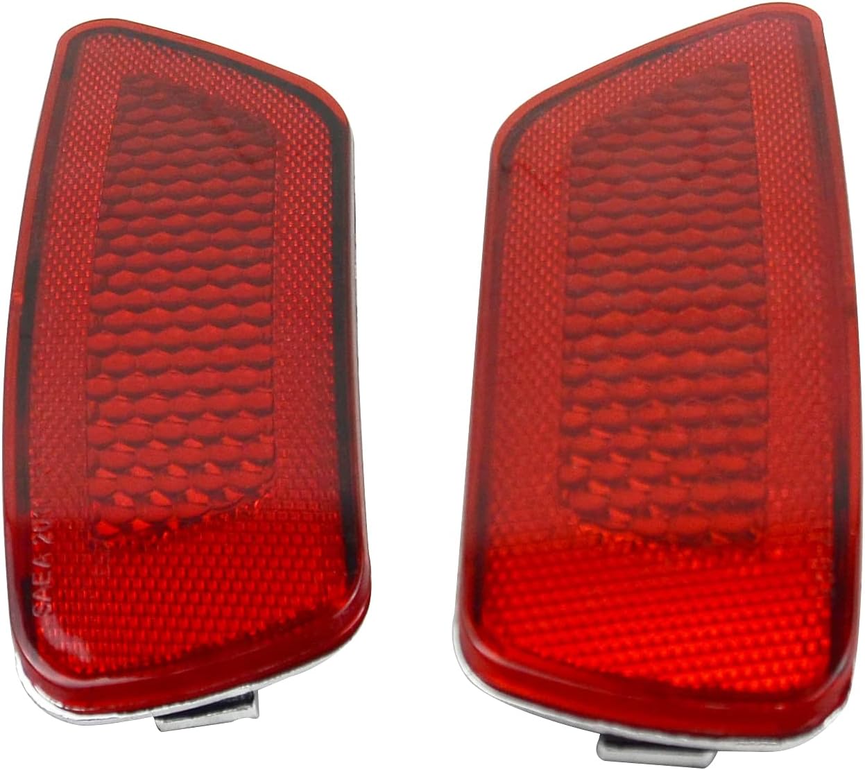 Huntike Pair Set Rear Bumper Reflector Light Left & Right (Red) - Part# 57010720AC 57010721AC - Compatible with Jeep Compass Grand Cherokee 2011-2017 Dodge Journey 2011-2018
