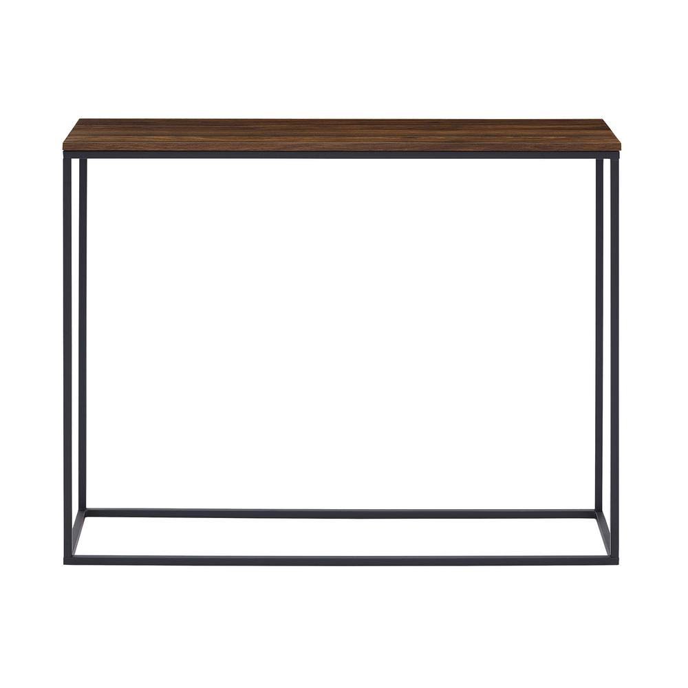 Welwick Designs 42 in. Dark Walnut/Black Standard Rectangle Composite Console Table