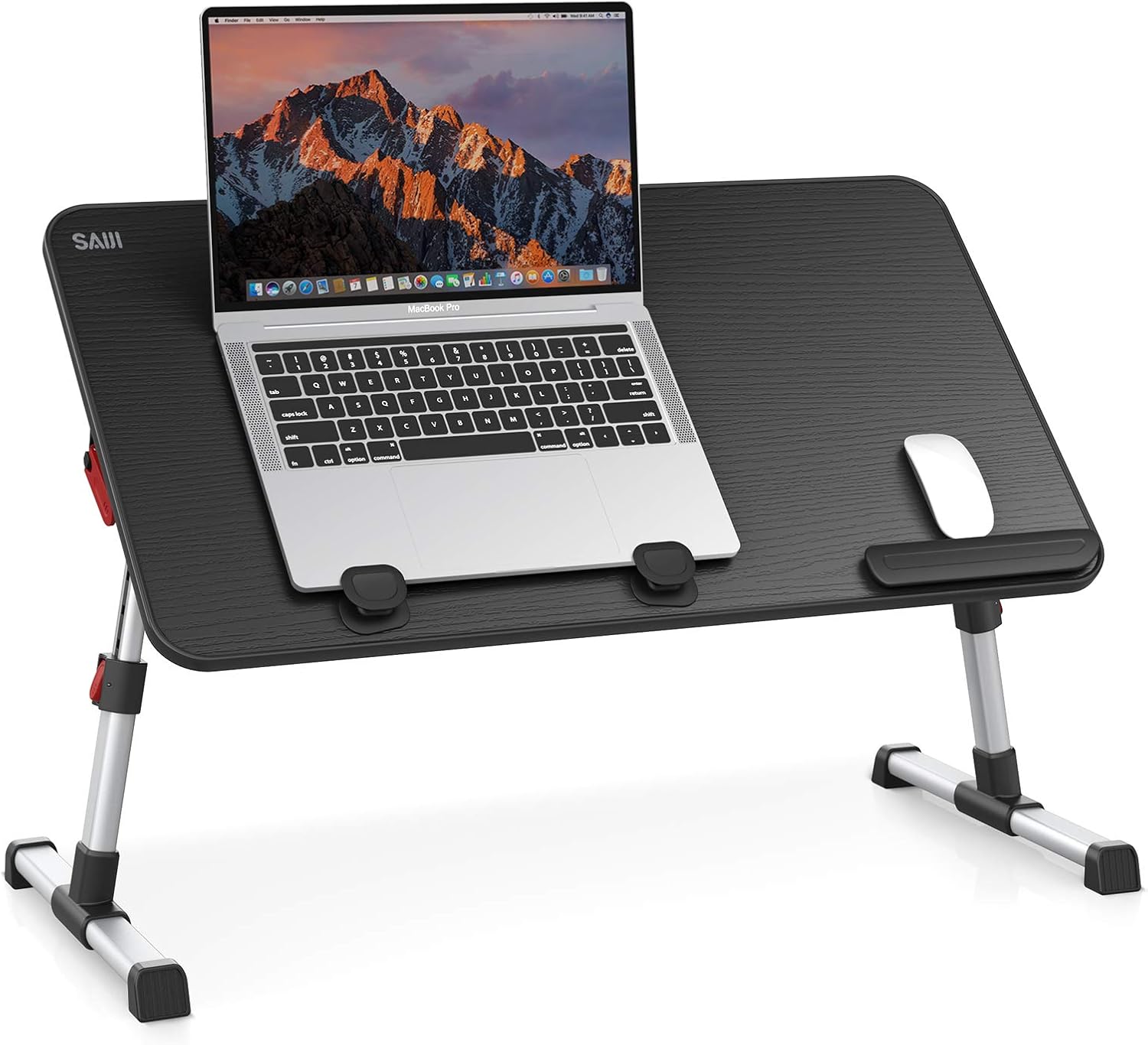 SAIJI Laptop Bed Tray Table, Adjustable Home Office Standing Desk Portable Lightweight Foldable Lap Desk for Sofa Couch Floor Working Studying Reading Writing Eating,Fit Up to 17