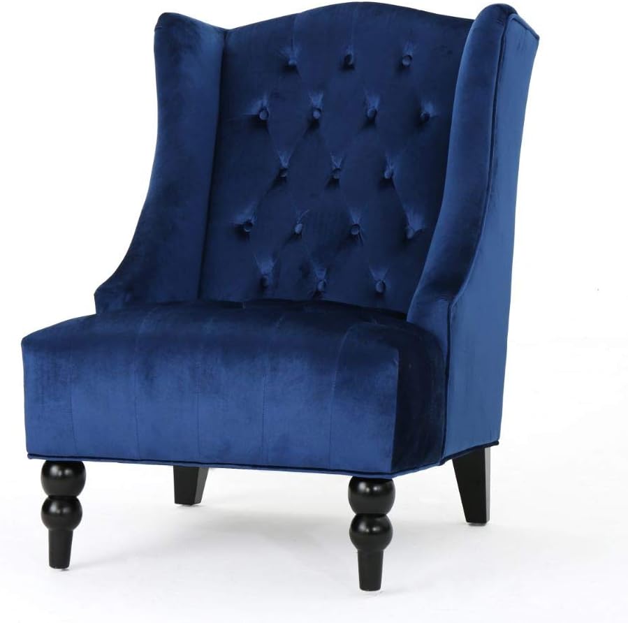 Christopher Knight Home Toddman High-Back Velvet Club Chair, Navy Blue