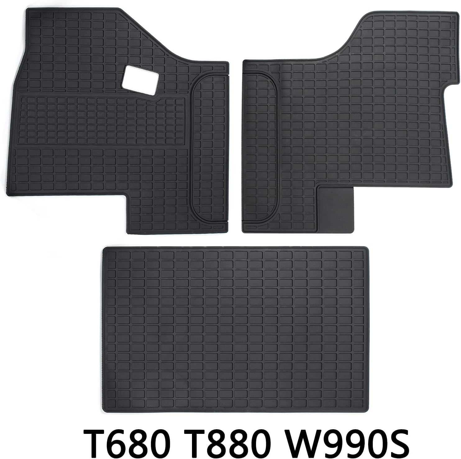 Floor Mats Compatible with Kenworth T680 T880 W990S / Peterbilt 579 567 SHINJEW Truck Floor Rubber Mats Cargo Liners for Kenworth Accessories All-Weather Guard Heavy Duty Includes 3PCS Set