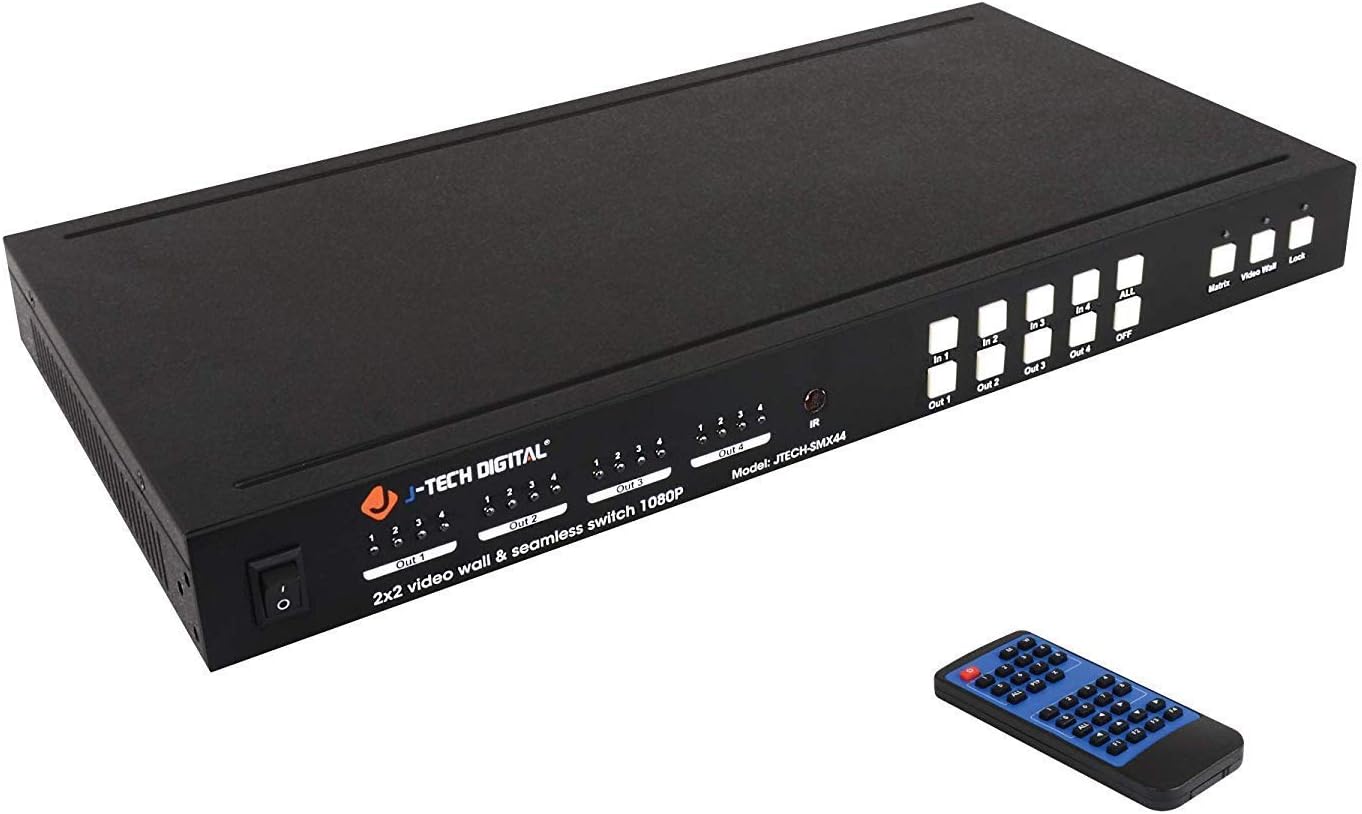 J-Tech Digital 2X2 HDMI Video Wall Controller Seamless 4x4 1080p HDCP1.4 HDMI Matrix Switch with IR Remote, RS232 PC Web Interface Remote Control, Control4 JTD-P8 Drivers [JTECH-SMX44]