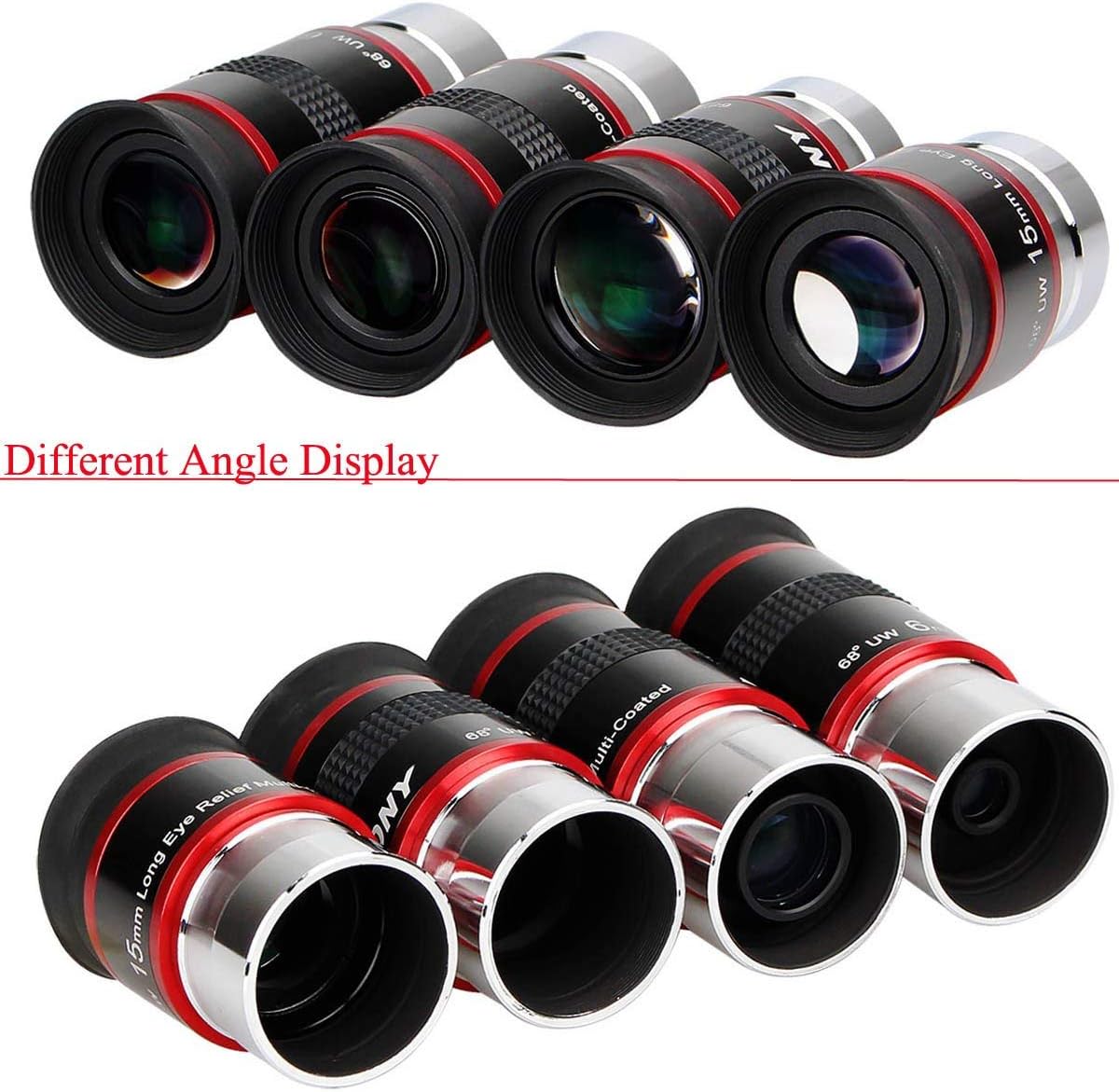 SVBONY Telescope Eyepiece FMC Broadband Green Film Telescope Accessory 1.25 68 Degree Ultra Wide Angle Eyepiece Set for Astronomical Telescope(6mm 9mm 15mm 20mm)