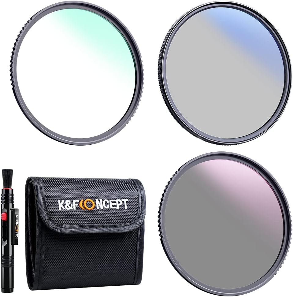 K&F Concept 43mm UV/CPL/ND Lens Filter Kit (3 Pieces)-18 Multi-Layer Coatings, UV Filter + Polarizer Filter + Neutral Density Filter (ND4) + Cleaning Pen + Filter Pouch for Camera Lens (K-Series) Pack of 2