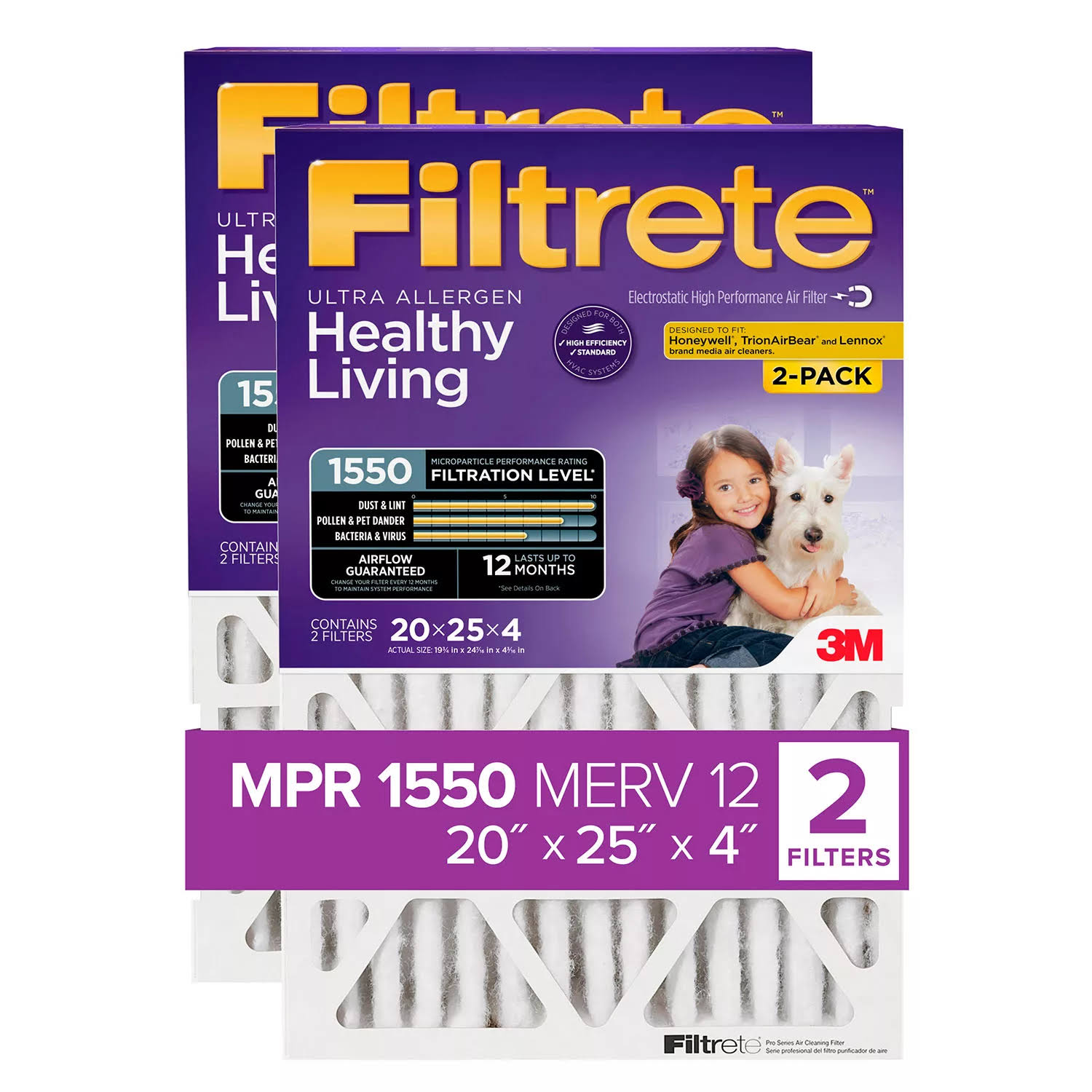 Filtrete Allergen Reduction Filter for 4&rdquo; Housings, 20&rdquo; x 25&rdquo; x 4&rdquo; (2 Pack)