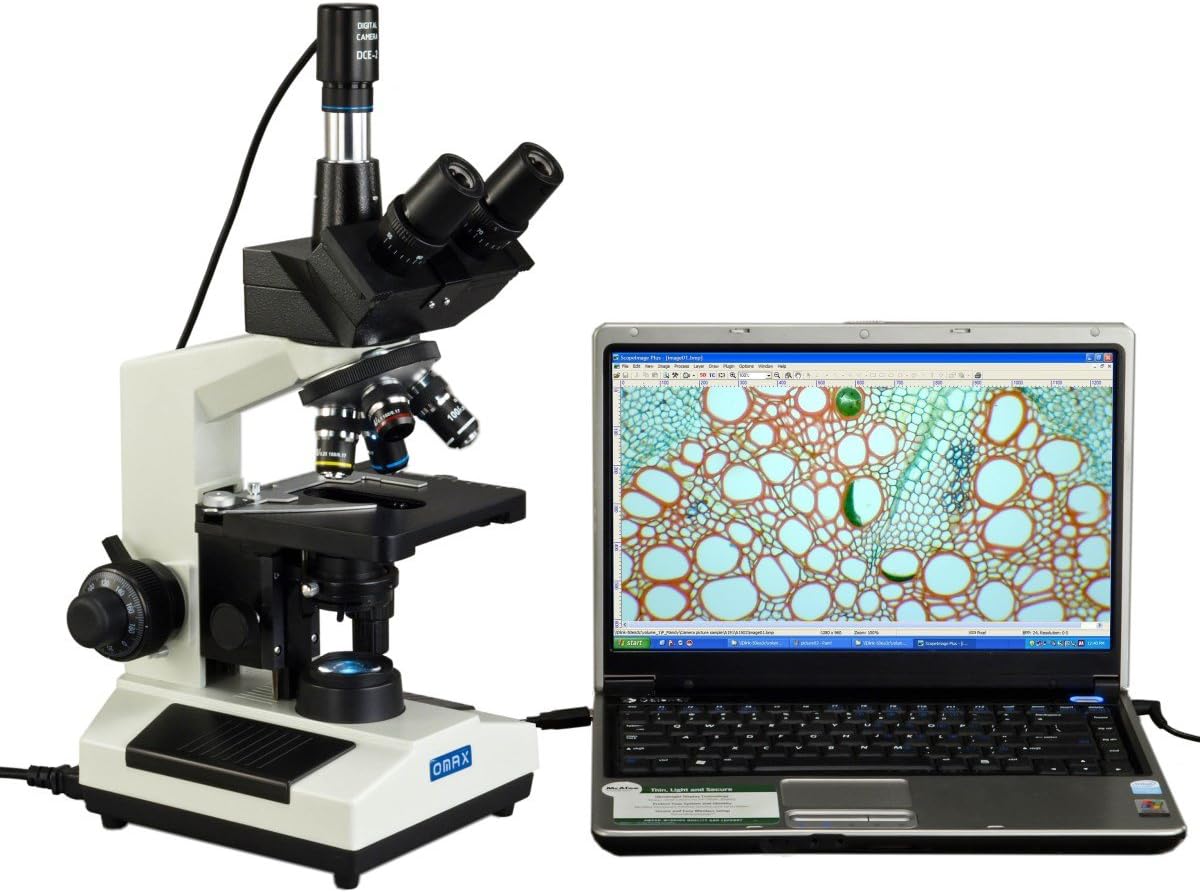 OMAX 40X-1600X Trinocular Compound Replaceable LED Microscope with USB Digital Camera