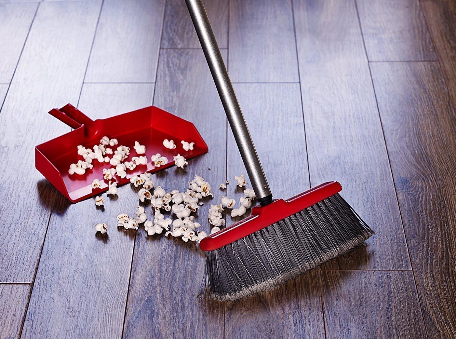 Fuller Brush Fiesta Red Kitchen Complete Broom with Clip On Dustpan Pack of 2