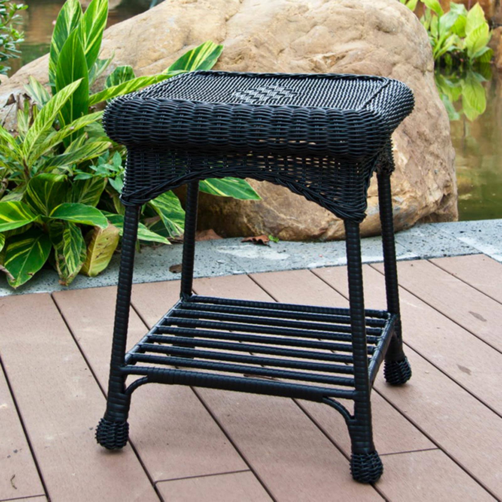 Jeco OTI001-D Black Wicker Patio End Table