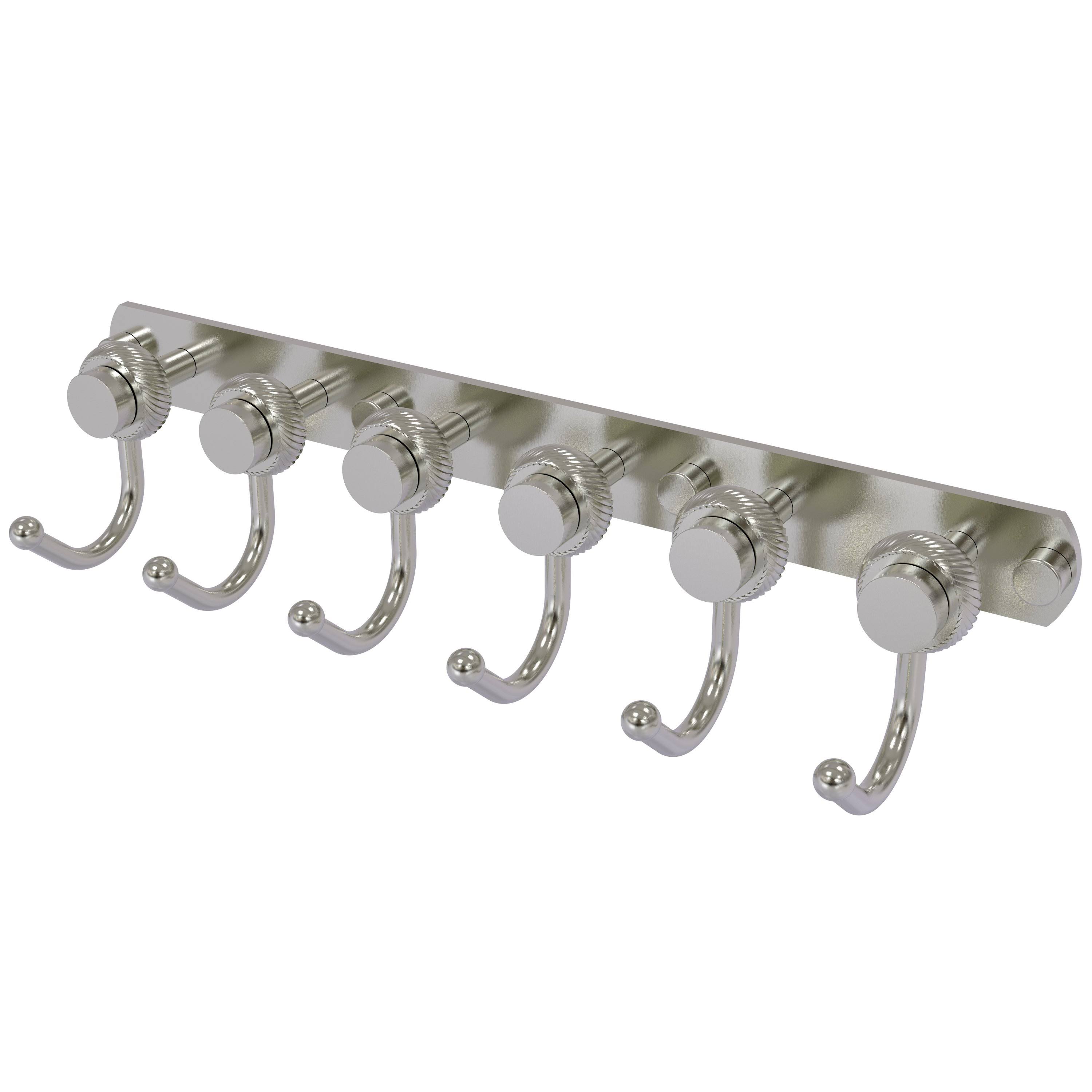 Allied Brass Mercury Collection 6 Position Tie and Belt Rack Twisted Accent Satin Nickel
