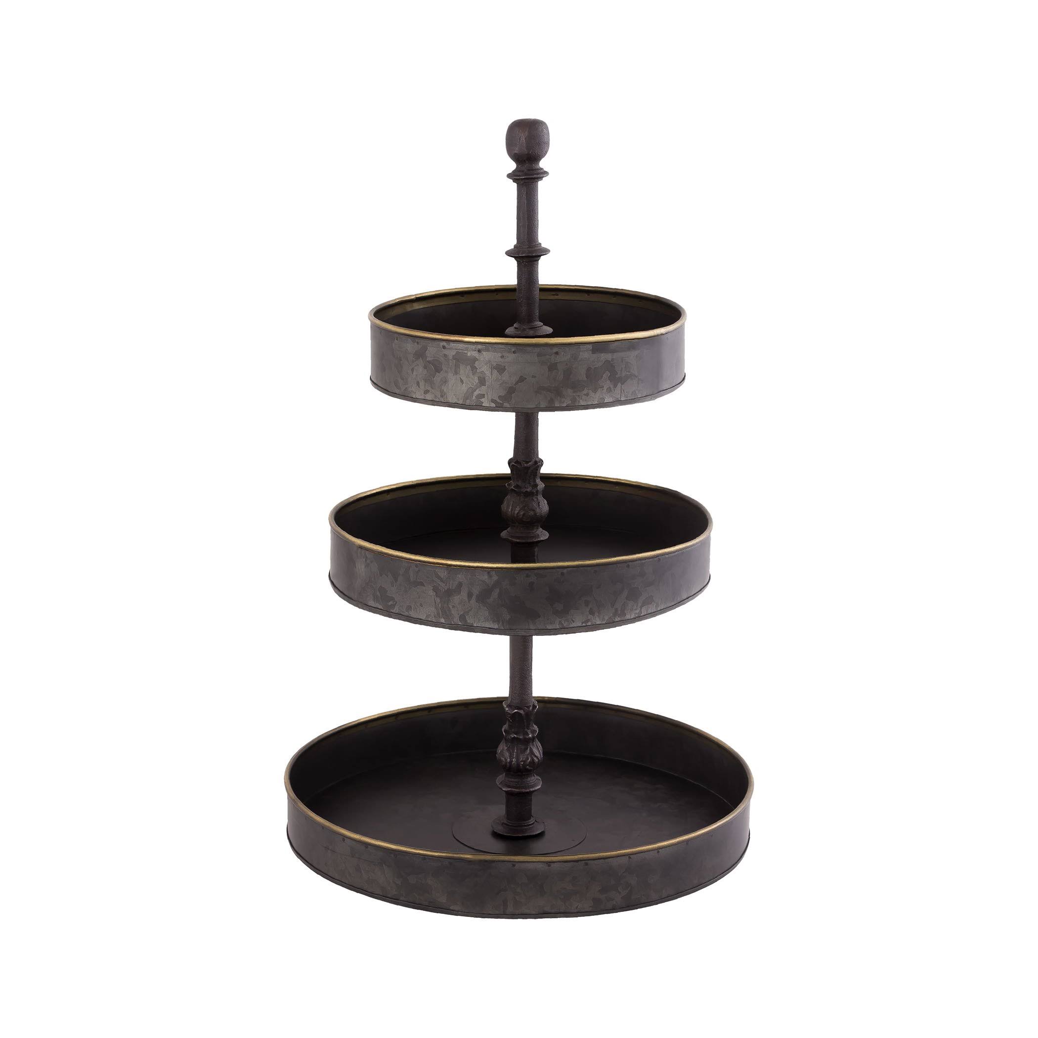 Elk Lifestyle ETAG011 3-Tier Etagere in Galvanized Black and Border