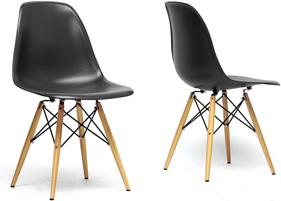 Baxton Studio Azzo Shell Dining Chair in Black (Set of 2)