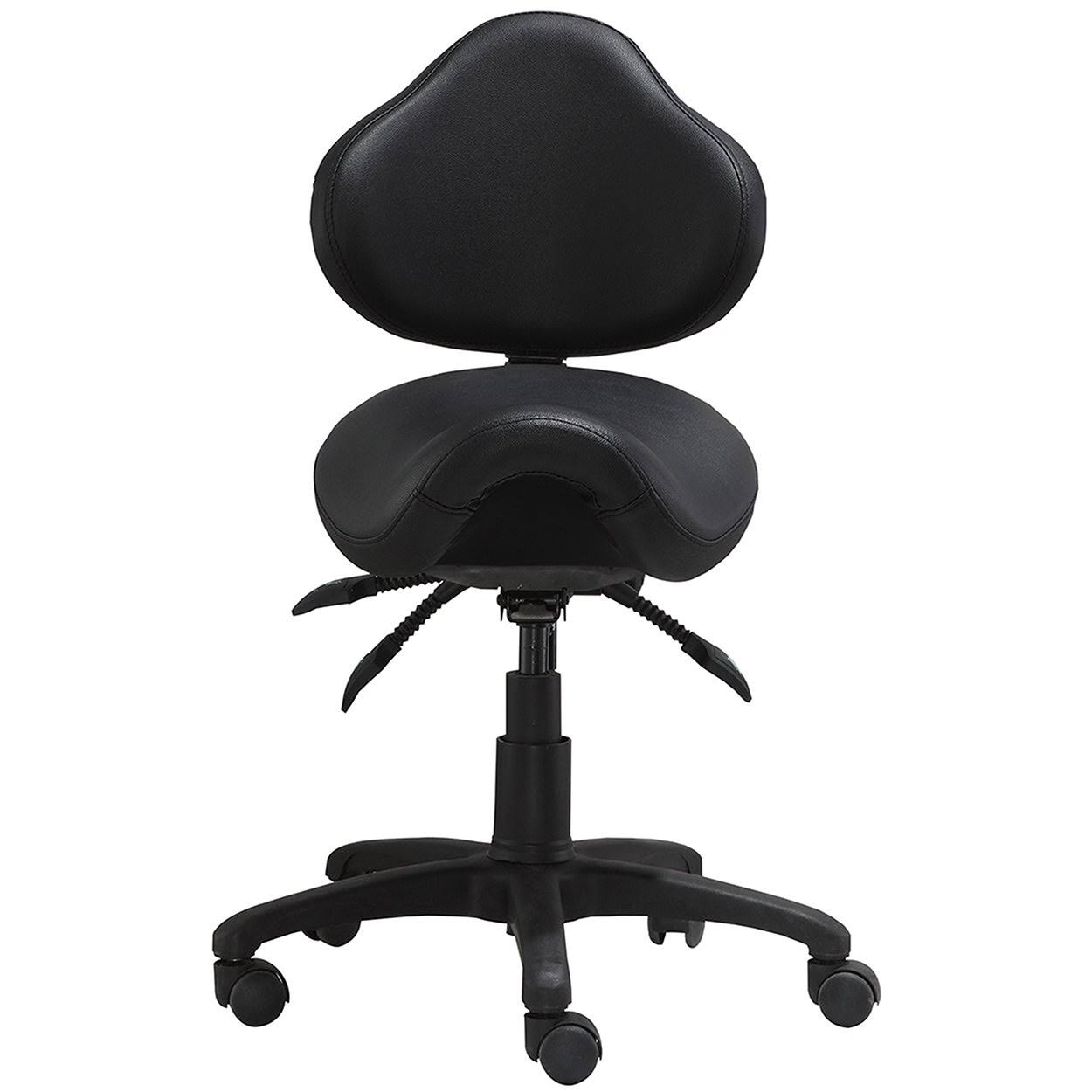 2xhome Adjustable Black Firm Saddle Stool Tilt Chair with Wheels Salon Dental Hygienist Rolling Dentist Clinical Hospital Lab -