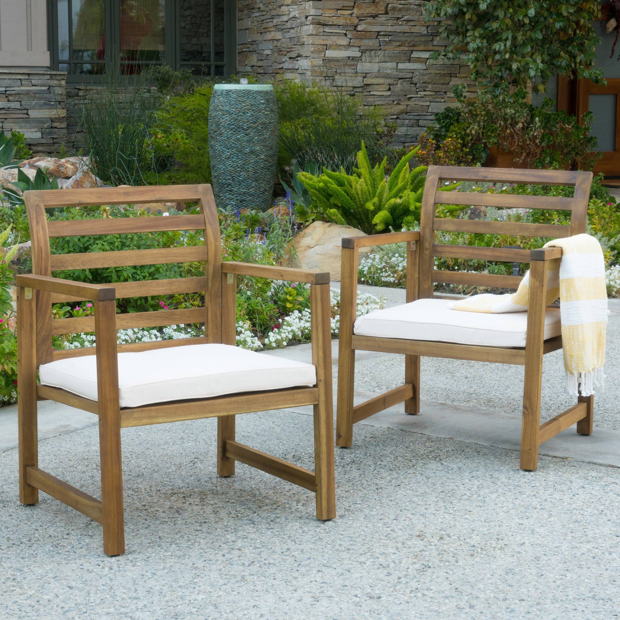 Emilano Acacia Wood Patio Club Chair - Set of 2