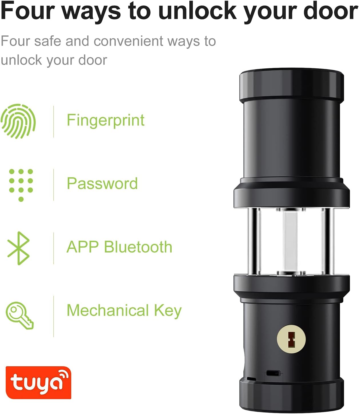SmartCoolous F20 Smart Lock Fully Automatic Tuya Smart Lock Fingerprint Door Lock 4-in-1 Unlock Touch Screen Bluetooth APP Keyless Entry Door Lock Pack of 2