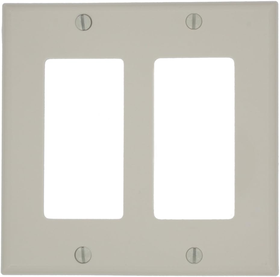 Leviton 80409-NW 2-Gang Decora/GFCI Device Decora Wallplate, Standard Size, White, 25-Pack Pack of 2