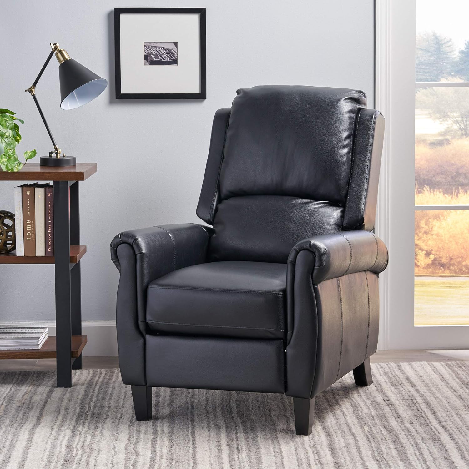 Great Deal Furniture Lloyd Black Leather Recliner Club Chair
