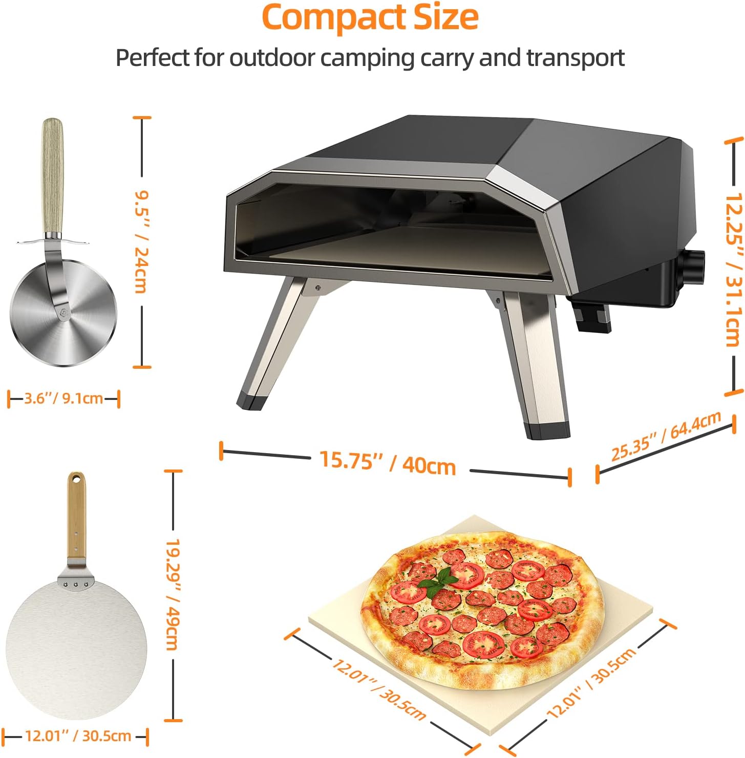 Gas Pizza Oven Portable Outdoor Pizza Oven for 12'' Pizza, Stainless Steel Pizza Maker Set for Outside Backyard Camping Cooking