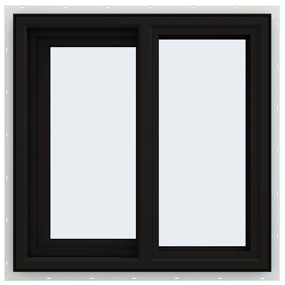 JELD-WEN 24 in. x 24 in. V-4500 Series Black FiniShield Vinyl Left-Handed Sliding Window with Fiberglass Mesh Screen CX7515