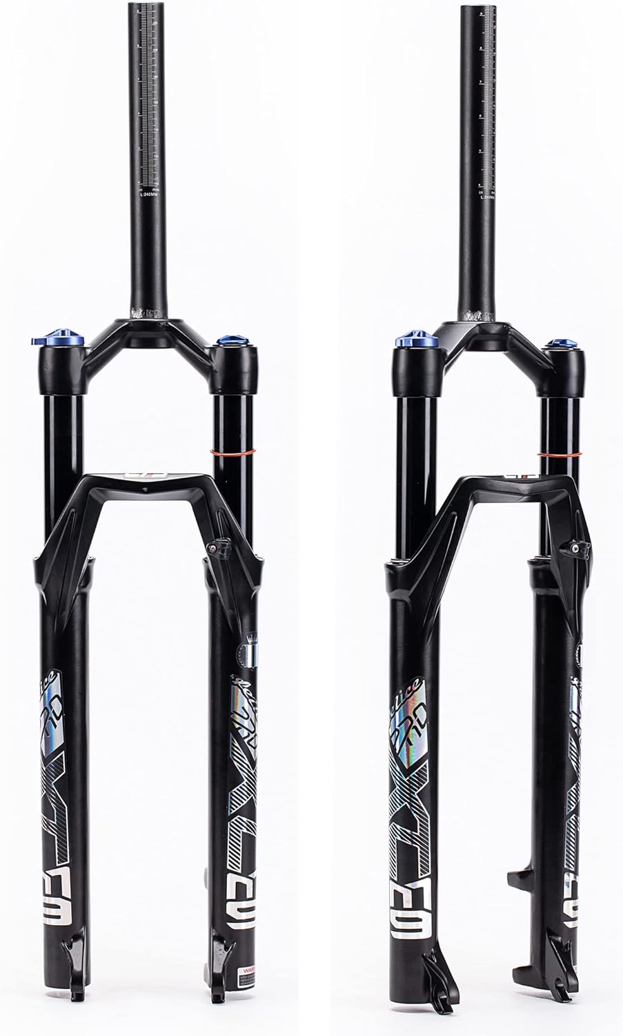 NOUJIU 26/27/29 in 1-1/8 MTB Suspension Air Fork 120mm Travel, Straight/Tapered Mountain Bike Forks Crown/Remote Lockout, 9 * 100mm QR 34 Tube Bicycle Front Fork (Black)