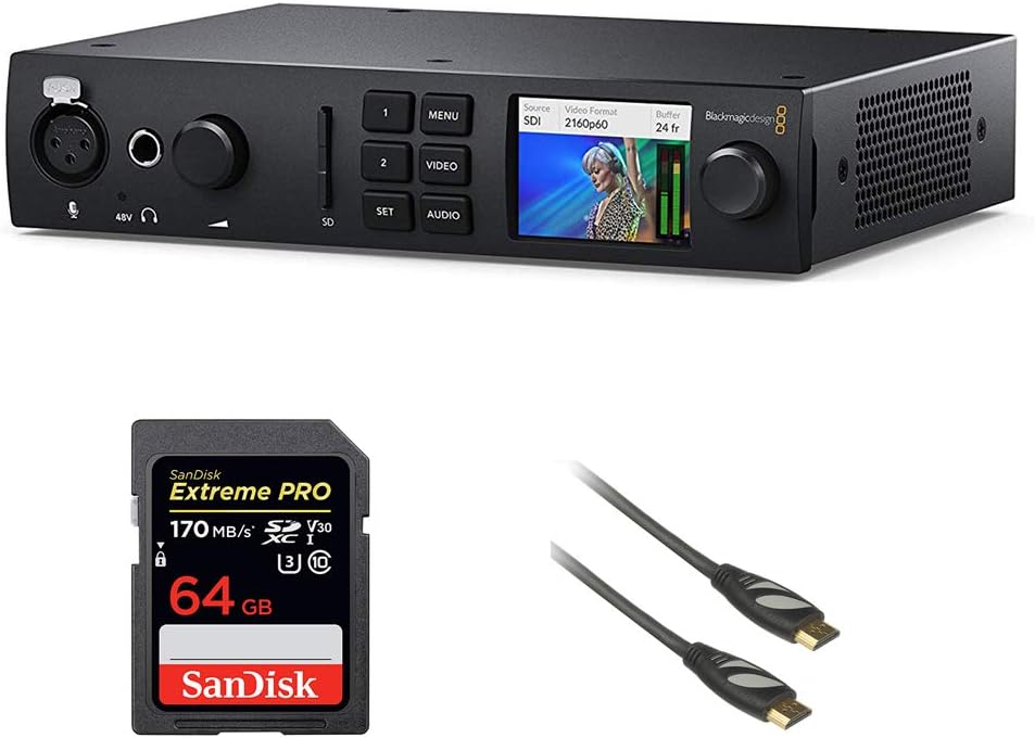 Blackmagic Design UltraStudio 4K Mini with 64GB Extreme PRO Memory Card & 3' HDMI Cable Bundle