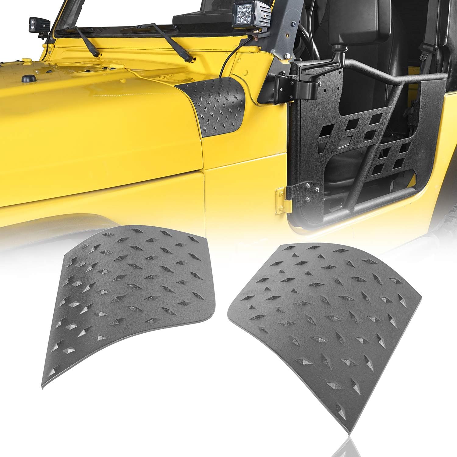Hooke Road TJ Cowl Body Armor Cowling Cover Corner Guards Matte Black for Jeep Wrangler TJ 1997-2006 Pack of 2