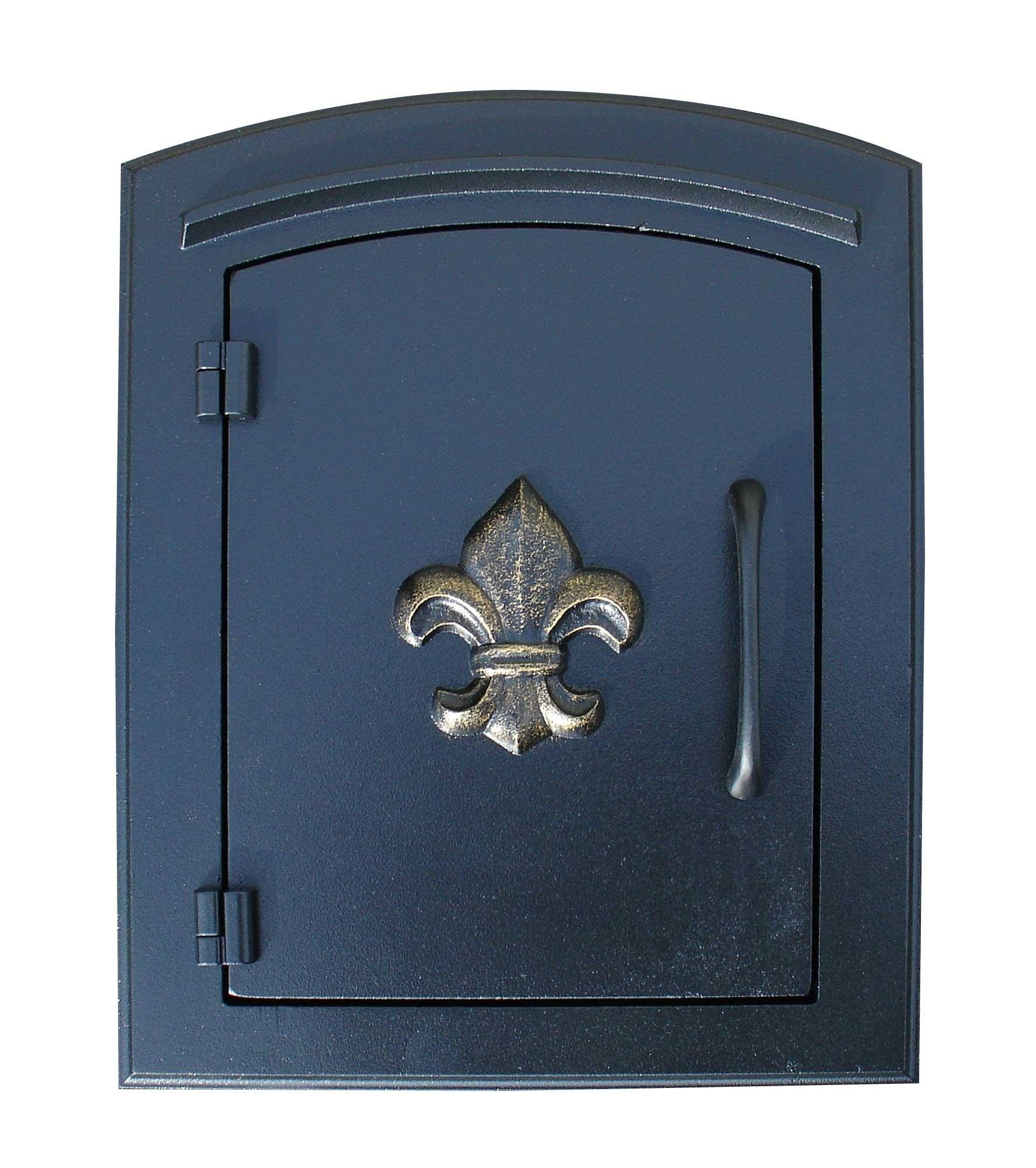 Qualarc Manchester Column Mounted Mailbox Decorative Fleur de Lis Black