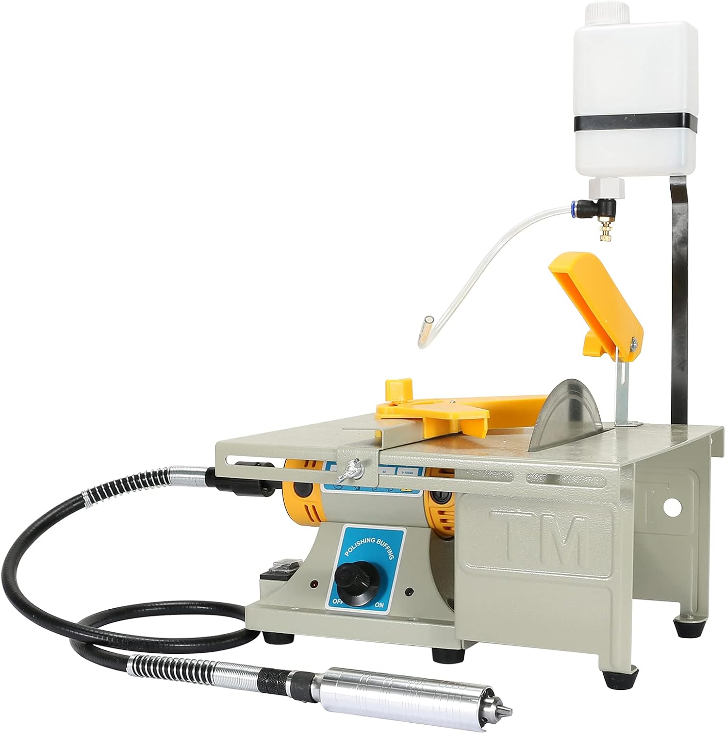 Upgraded Jewelry Polishing Machine, Rock Grinder Bench Buffer, Mini Table Saw 110V for Gem Metal Woodworking with Complete Accessories