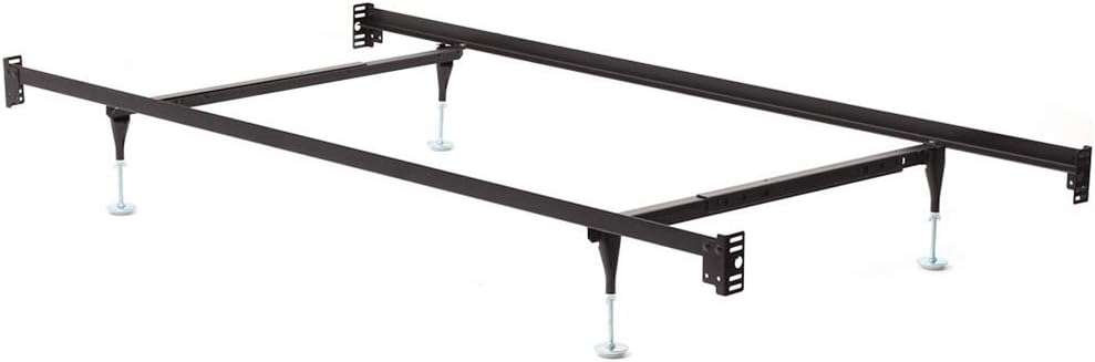 W. Silver Products F70001 Hook-On Bed Frame with Headboard and Footboard Bolt On Brackets Heavy Duty Support Fits Twin/Full,Black