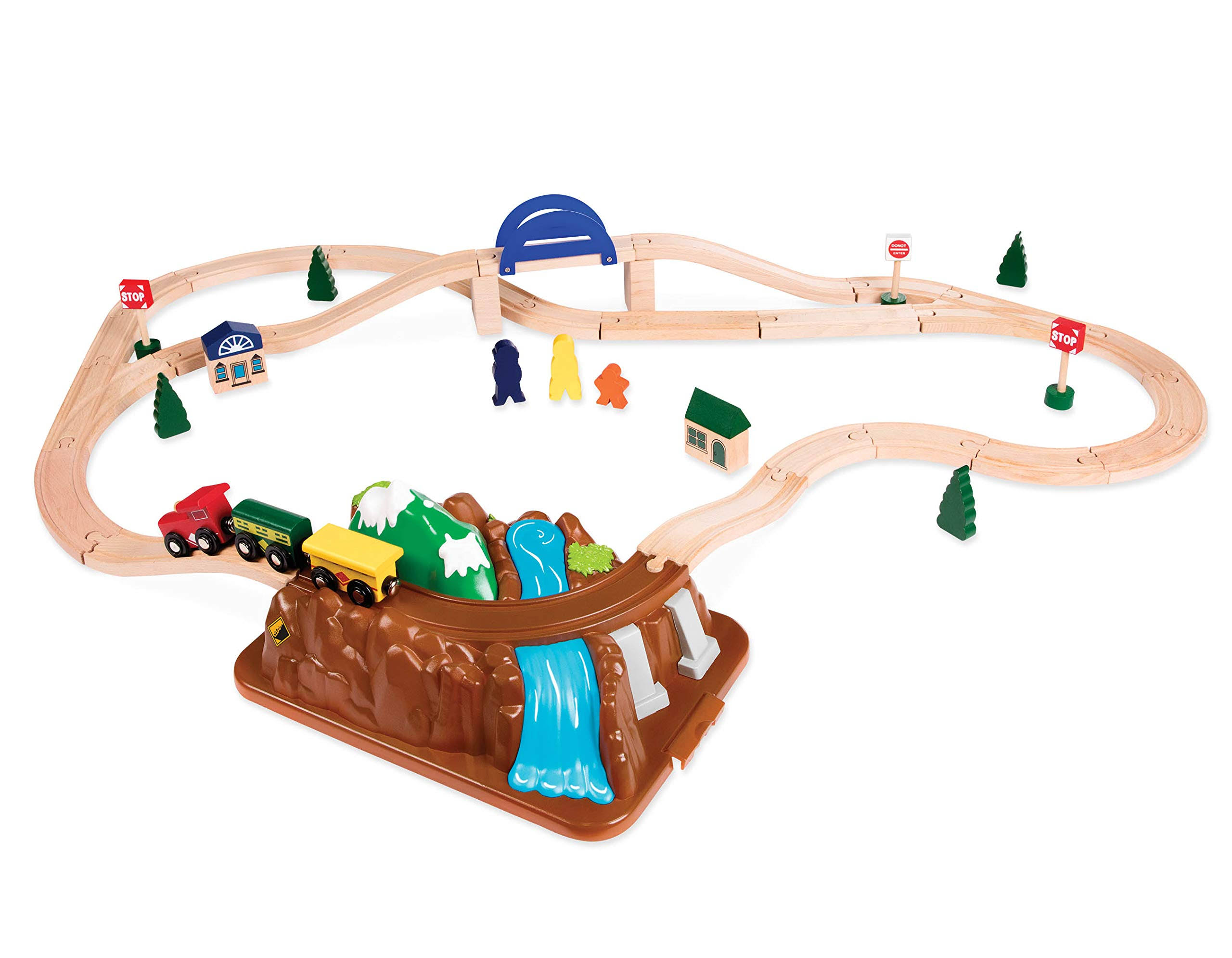 Battat - Wild Ridge Train - Classic Wooden Toy Train Set with Mountain Top Lid, Double-Sided Tracks, Toddlers 3-Years-Old u0026