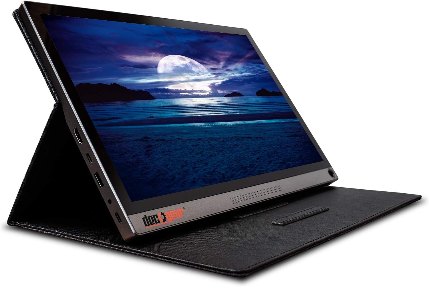 Deco Gear 15.6 Portable Monitor 1080p IPS HD Panel, Touchscreen with 10 Point Capacitive Control, 10,000 mAh Battery, Built-In Dual Speakers & USB Type-C and HDMI Devices Connections