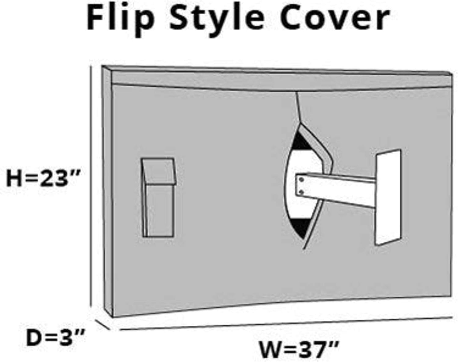 Covermates Outdoor Flip Top TV Cover &ndash; Water Resistant Polyester, Flip Touch Fastener Closure, Remote Pouch, Outdoor TV Covers-Black