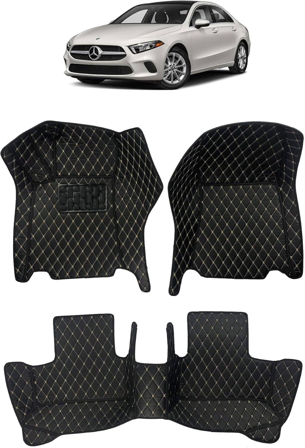 Custom Fit All Weather Heavy Duty Full Coverage Floor Mat Floor Protection [Front and Rear] for 2019 2020 Mercedes Benz A Class A220 A220 4Matic - Black Single Layer