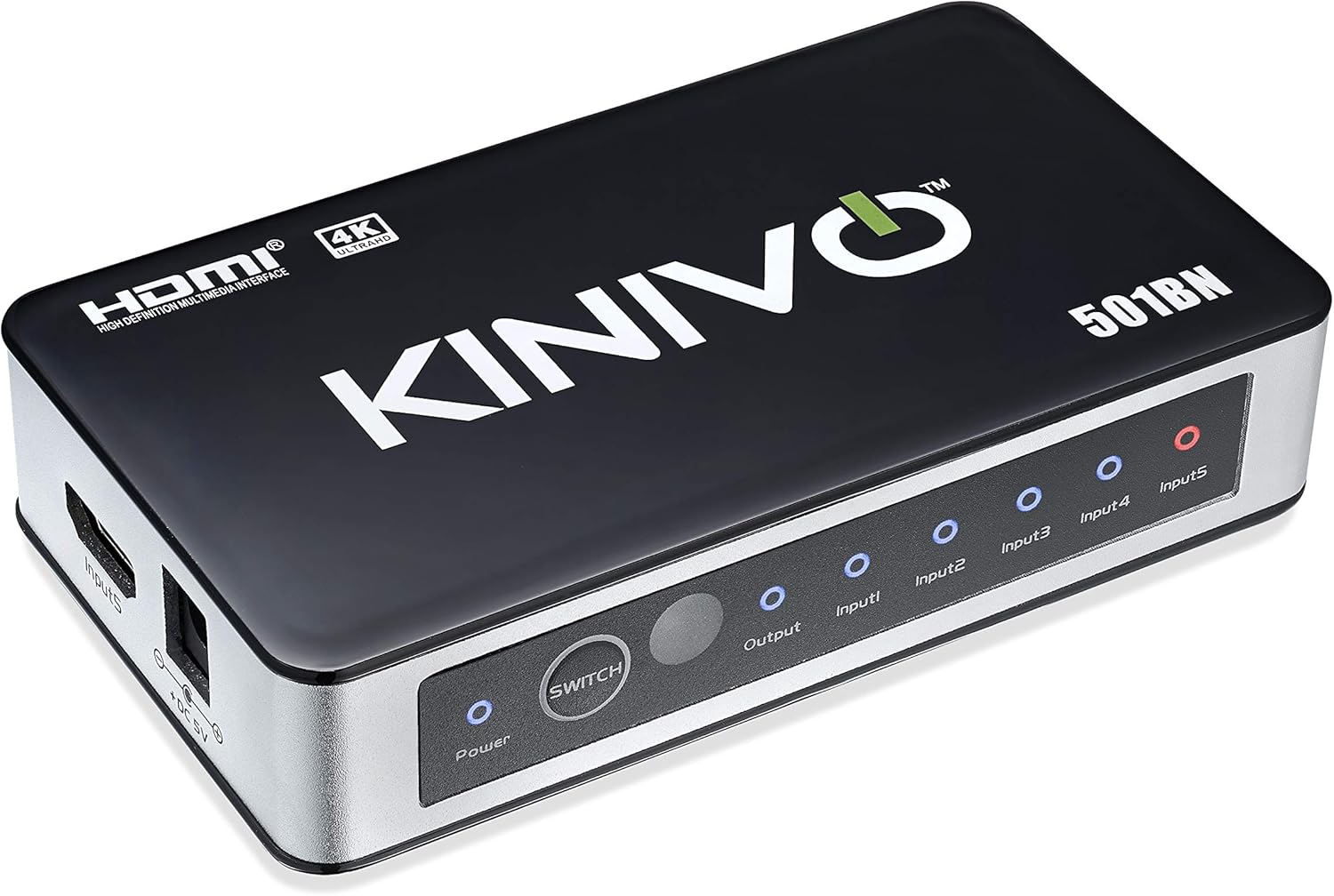 HDMI Switch 4K HDR, Kinivo (5 Port, 4K 30Hz, Auto-Switching, IR Wireless Remote) Pack of 2