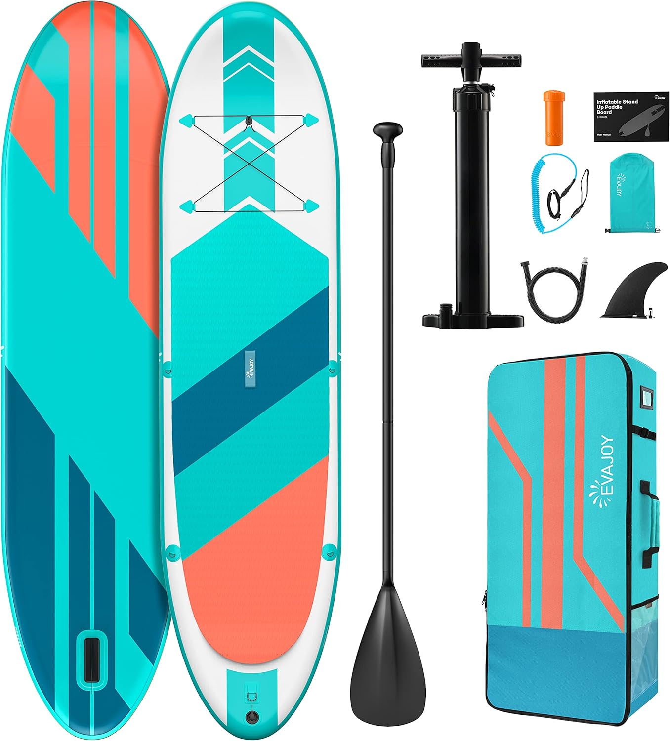 Inflatable Paddle Board EVAJOY 10'10 &times; 32'' &times; 6'' All Around iSUP Stand Up Paddleboarding with Portable Hand Pump for SUP Racing Touring Fishing Water Yoga All Skill Levels 5 D-rings for safety leash
