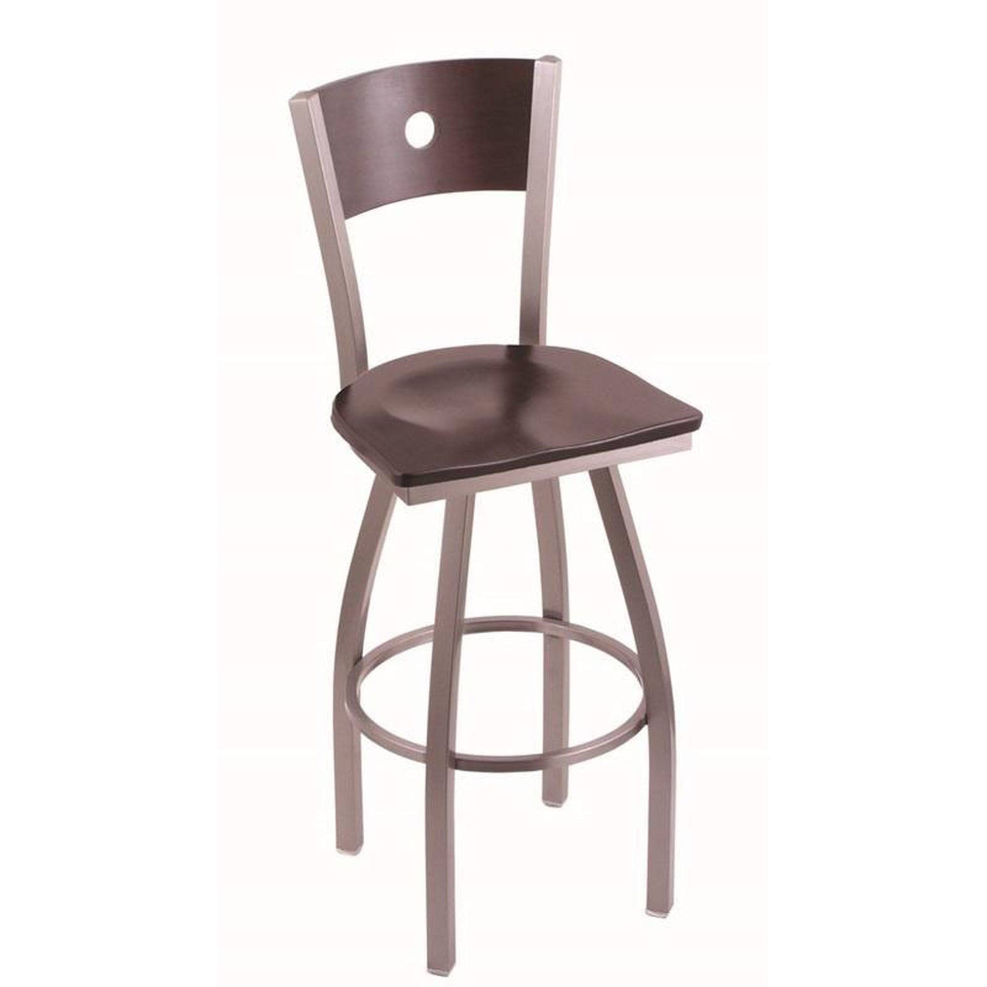 Holland Bar Stool 830 Voltaire 25x22 Counter Stool with Stainless Finish, Dark Cherry Maple SEAT, Dark Cherry Maple BACK, and 36