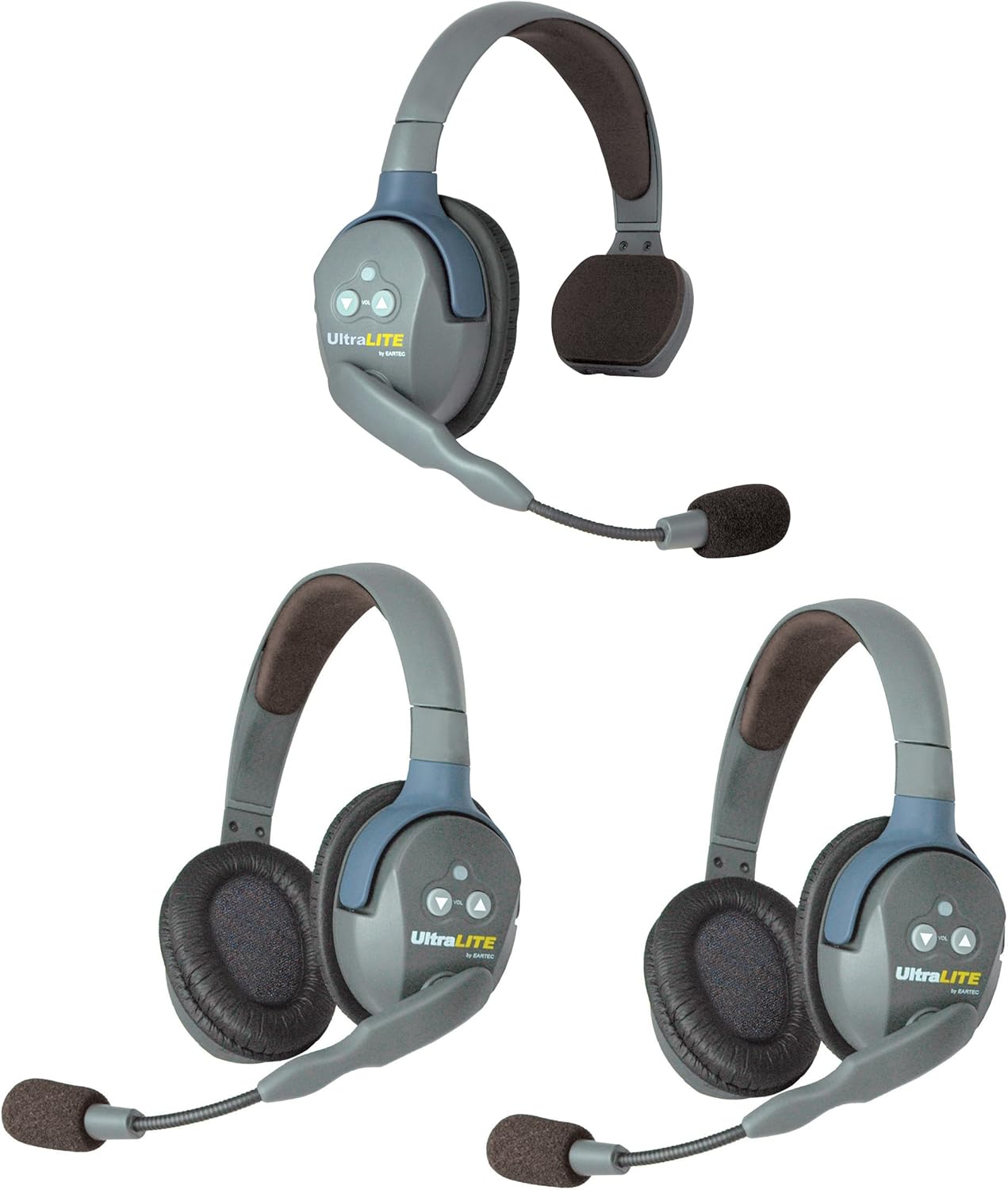 Eartec UL312 UltraLITE Full Duplex Wireless Intercom 2 Way Communication System for 3 Users - 1 ULSM Single-Ear Master Headset and 2-Pack of ULDR Dual Ear Remote Headsets