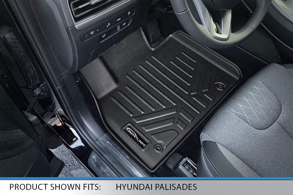 SMARTLINER Custom Fit 3 Row Floor Mat Liners Compatible with 2020-2022 Hyundai Palisade Fits Bench & Bucket Seats, Black