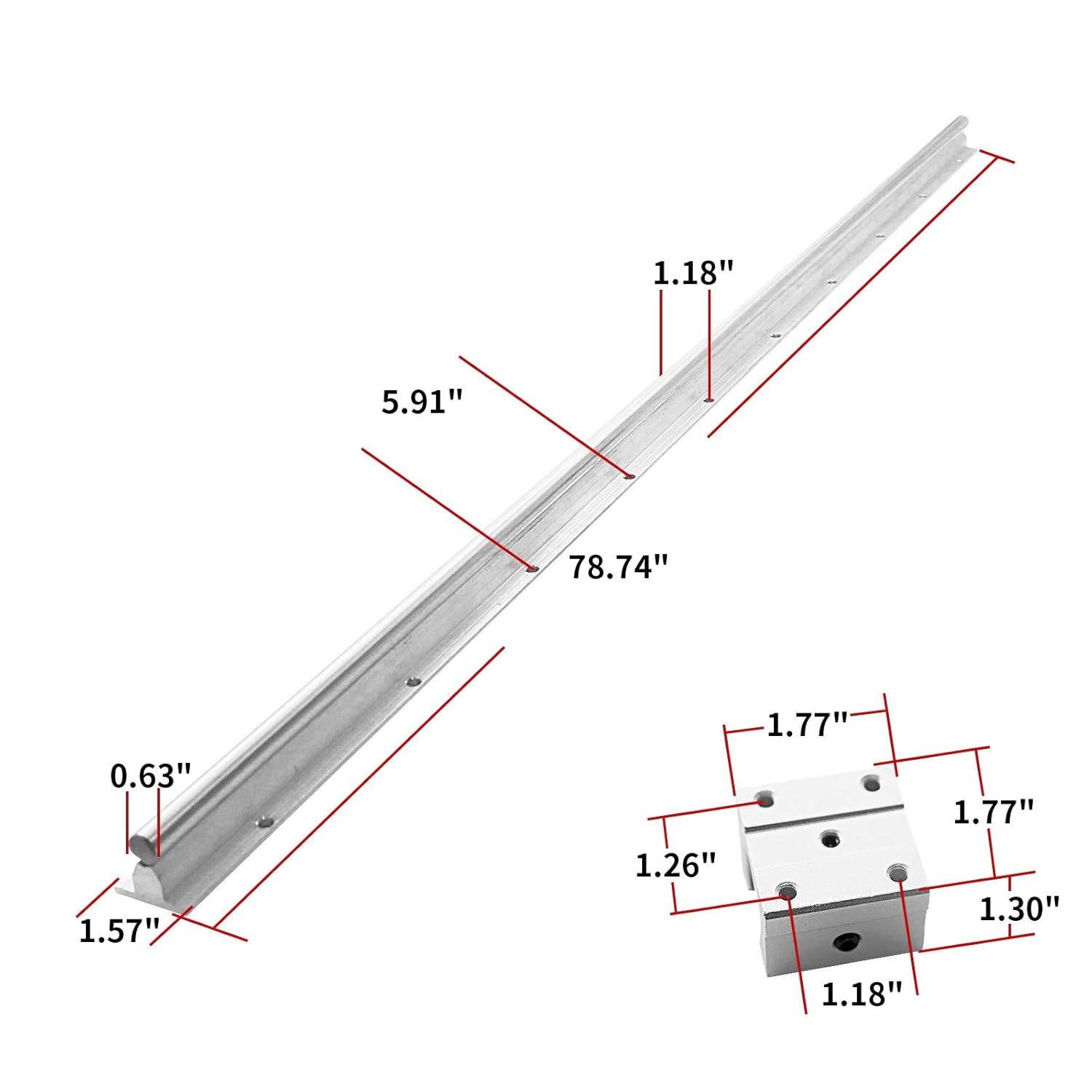 Linear Rails and Bearings Linear Rail 2X SBR16-2000mm Linear Slide Rail and 4X SBR16UU Carriage Bearing Block Linear Bearings and Rails for DIY CNC Routers Lathes Machine