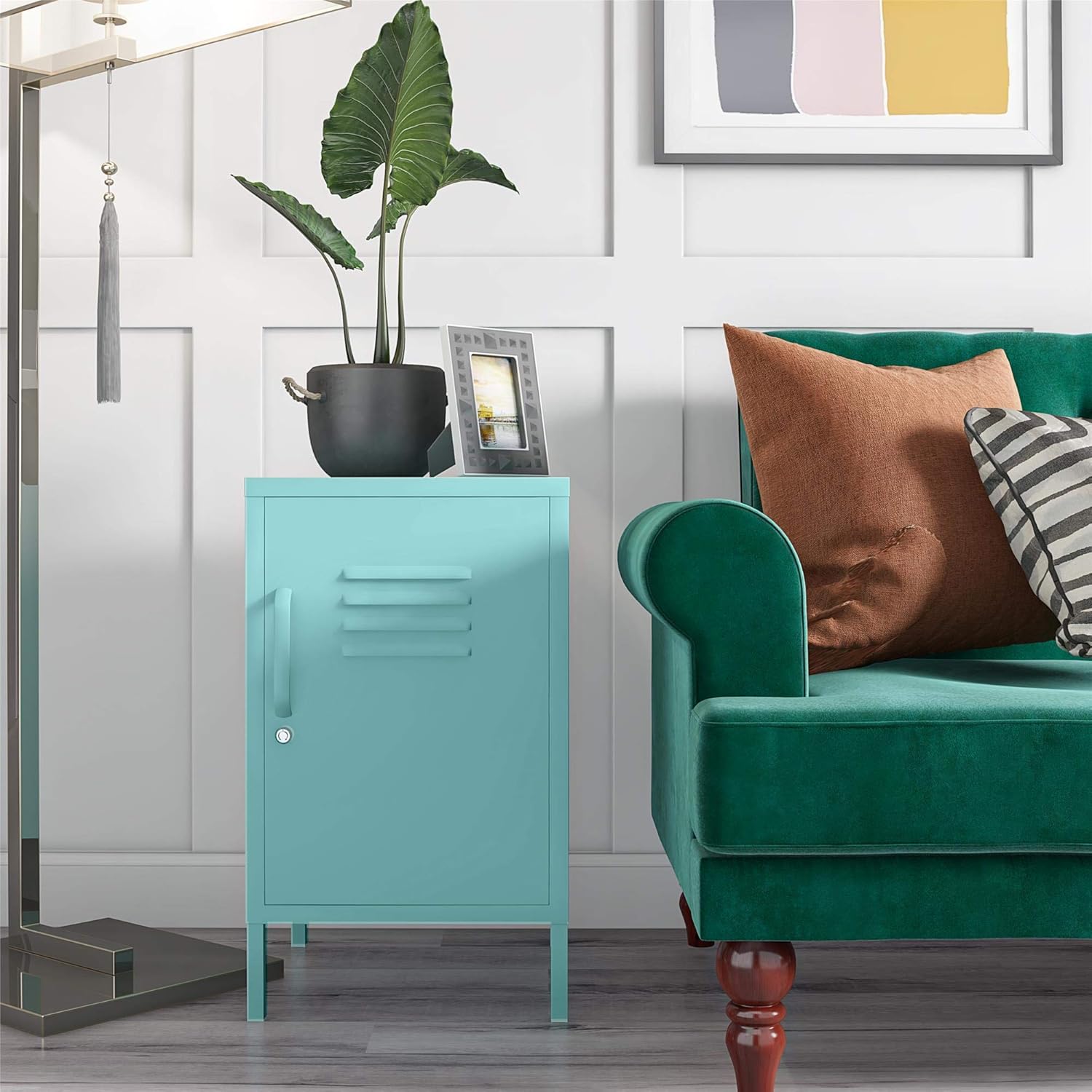 Novogratz Cache Metal Locker, Mint End Table