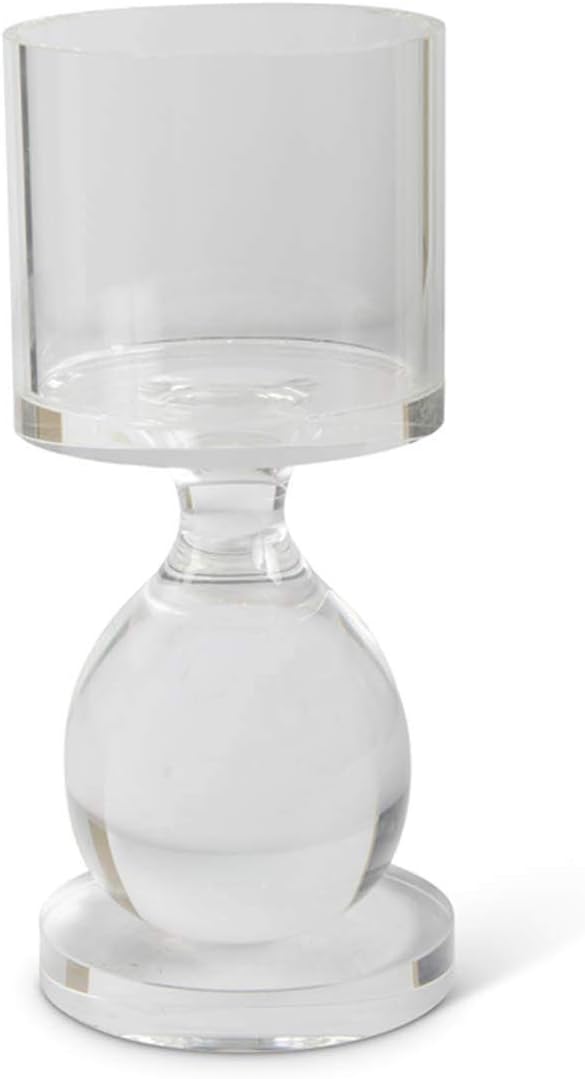 K&K Interiors 15919A-2 9 Inch Single Ball Glass Pillar Candle Holder On Pedestal Pack of 2